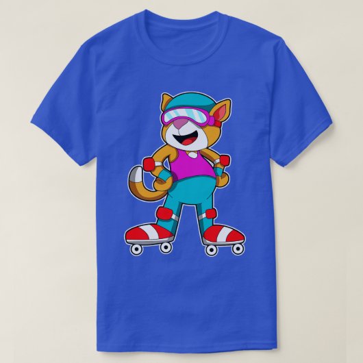 Kat bij Inline skating met Inline schaatsen Helm T-shirt (Design voorkant)
