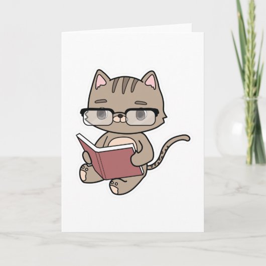 Kat bij lezen boek kaart (Voorkant)
