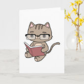 Kat bij lezen boek kaart (Gele Bloem)