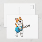 Kat bij muziek met gitaar briefkaart (Voorkant / Achterkant)