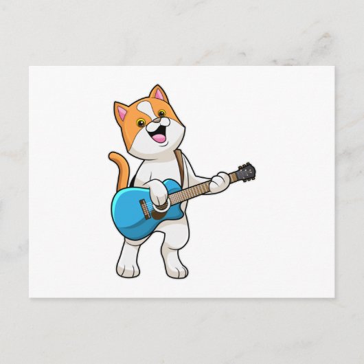 Kat bij muziek met gitaar briefkaart (Voorkant)