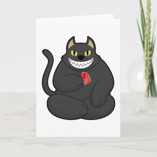 Kat bij Poker met Pokerkaarten Kaart (Voorkant)