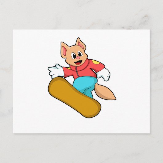 Kat bij snowboardsporten briefkaart (Voorkant)