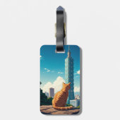 Kat bij Taipei 101 Taiwan Bagagelabel (Achterkant verticaal)