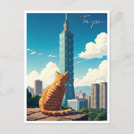 Kat bij Taipei 101 Taiwan Briefkaart