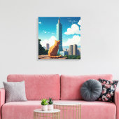 Kat bij Taipei 101 Taiwan Canvas Afdruk (Insitu (Woonkamer))