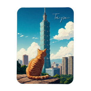 Kat bij Taipei 101 Taiwan Magneet