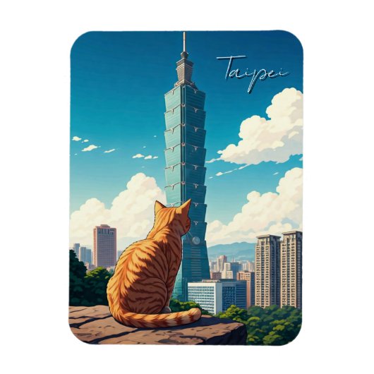 Kat bij Taipei 101 Taiwan Magneet (Verticaal)