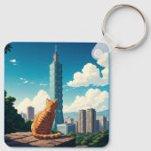 Kat bij Taipei 101 Taiwan Sleutelhanger (Achterkant)