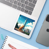 Kat bij Taipei 101 Taiwan Sticker (Laptop met iPhone)