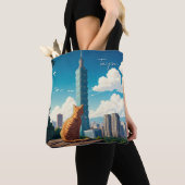 Kat bij Taipei 101 Taiwan Tote Bag (Dichtbij)