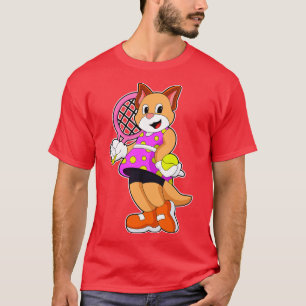 Kat bij Tennis met Tennis racket 1 T-shirt