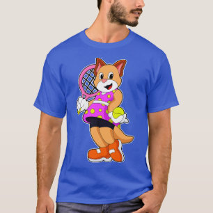 Kat bij Tennis met Tennis racket 1 T-shirt
