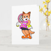 Kat bij tennis met tennisracket kaart (Gele Bloem)