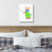 Kat bij vaccinatie met spuit canvas afdruk (Insitu (Slaapkamer))