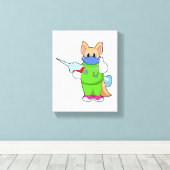 Kat bij vaccinatie met spuit canvas afdruk (Insitu (Houten vloer))