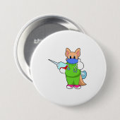 Kat bij vaccinatie met spuit ronde button 7,6 cm (Voorkant /achterkant)
