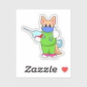 Kat bij vaccinatie met spuit sticker (Vel)