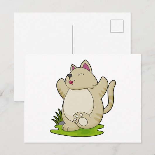 Kat bij yoga briefkaart (Voorkant / Achterkant)