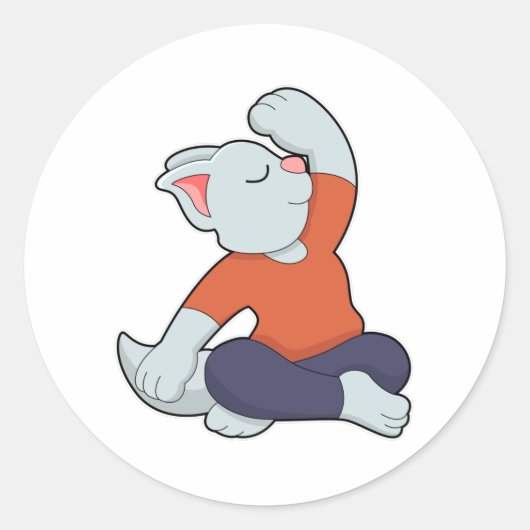 Kat bij Yoga in kruislegge Ronde Sticker (Voorkant)