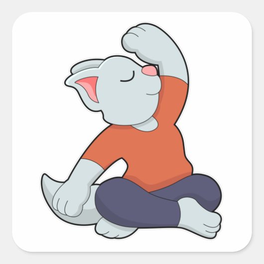 Kat bij Yoga in kruislegge Vierkante Sticker (Voorkant)