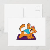 Kat bij Yoga met Yoga mat Briefkaart (Voorkant / Achterkant)