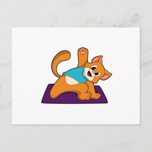 Kat bij Yoga met yogamat Briefkaart (Voorkant)