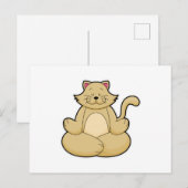 Kat bij yoga rekoefening in kleermakerszit briefkaart (Voorkant / Achterkant)