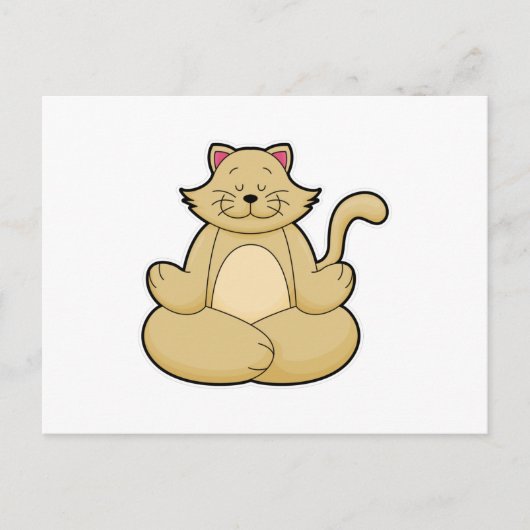 Kat bij yoga rekoefening in kleermakerszit briefkaart (Voorkant)