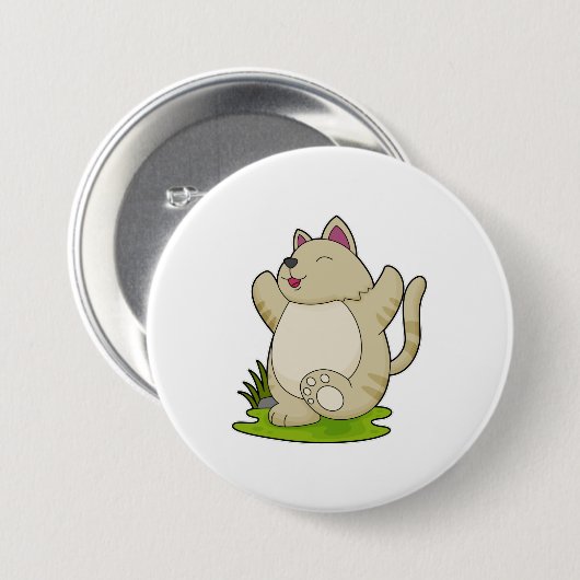 Kat bij Yoga Ronde Button 7,6 Cm (Voorkant /achterkant)