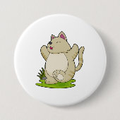 Kat bij Yoga Ronde Button 7,6 Cm (Voorkant)