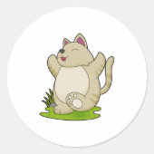 Kat bij Yoga Ronde Sticker (Voorkant)