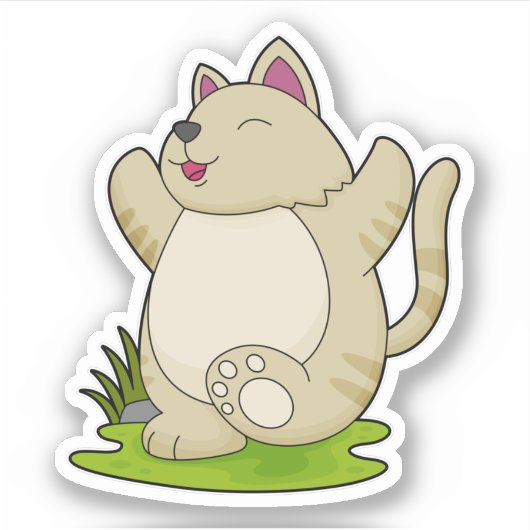 Kat bij Yoga Sticker (Voorkant)