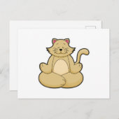 Kat bij yogaoefening in kleermakerszit briefkaart (Voorkant / Achterkant)