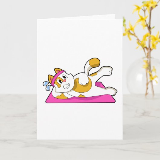 Kat bij yogaoefening kaart (Gele Bloem)