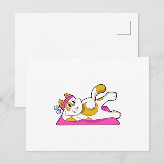 Kat bij yogarekoefening briefkaart (Voorkant / Achterkant)