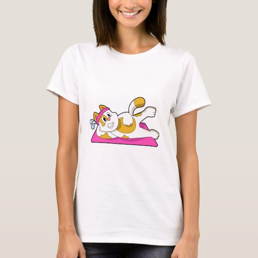 Kat bij yogastrekoefening t-shirt (Voorkant)