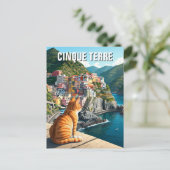 Kat bij zonsondergang Cinqua Terra Magnet Briefkaart (Staand voorkant)
