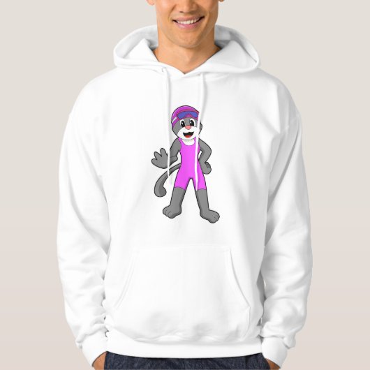 Kat bij zwemmen met zwempak hoodie (Voorkant)
