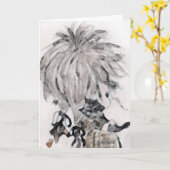 Kat Birthday Kaart (Gele Bloem)