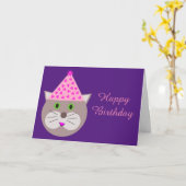 Kat Birthday-kaart Kaart (Gele Bloem)