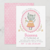 Kat Birthday Party Invitation Kaart (Voorkant / Achterkant)
