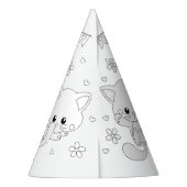 Kat Birthday Party - Kleur uw eigen partijtje Pet Feesthoedjes (Achterkant)