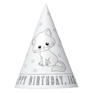 Kat Birthday Party - Kleur uw eigen partijtje Pet Feesthoedjes