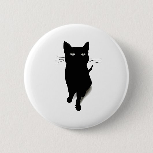 Kat Black Cat Vector Feline Pet Ronde Button 5,7 Cm (Voorkant)