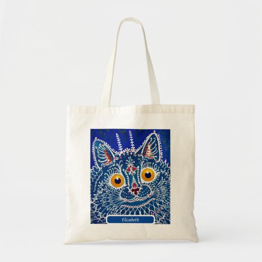 Kat blauw aangepaste naam artistieke caleidoscoop  tote bag (Voorkant)
