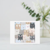 Kat blauw grijs kattenblauw kat briefkaart (Staand voorkant)