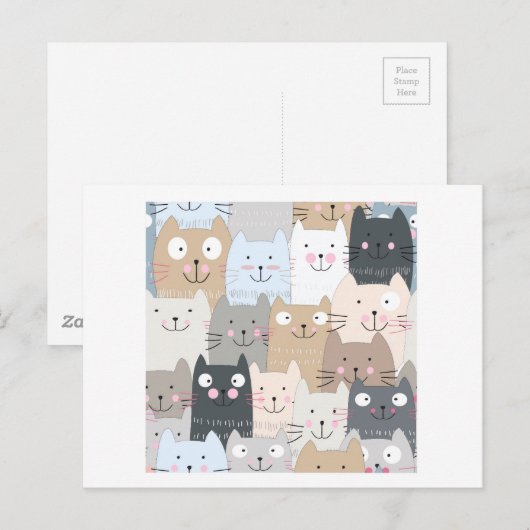 Kat blauw grijs kattenblauw kat briefkaart (Voorkant / Achterkant)