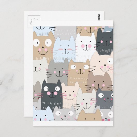 Kat blauw grijs kattenblauw kat briefkaart (Voorkant / Achterkant)