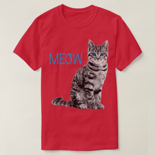 Kat Blauw Grijze Maag houdt van katten T-shirt (Design voorkant)
